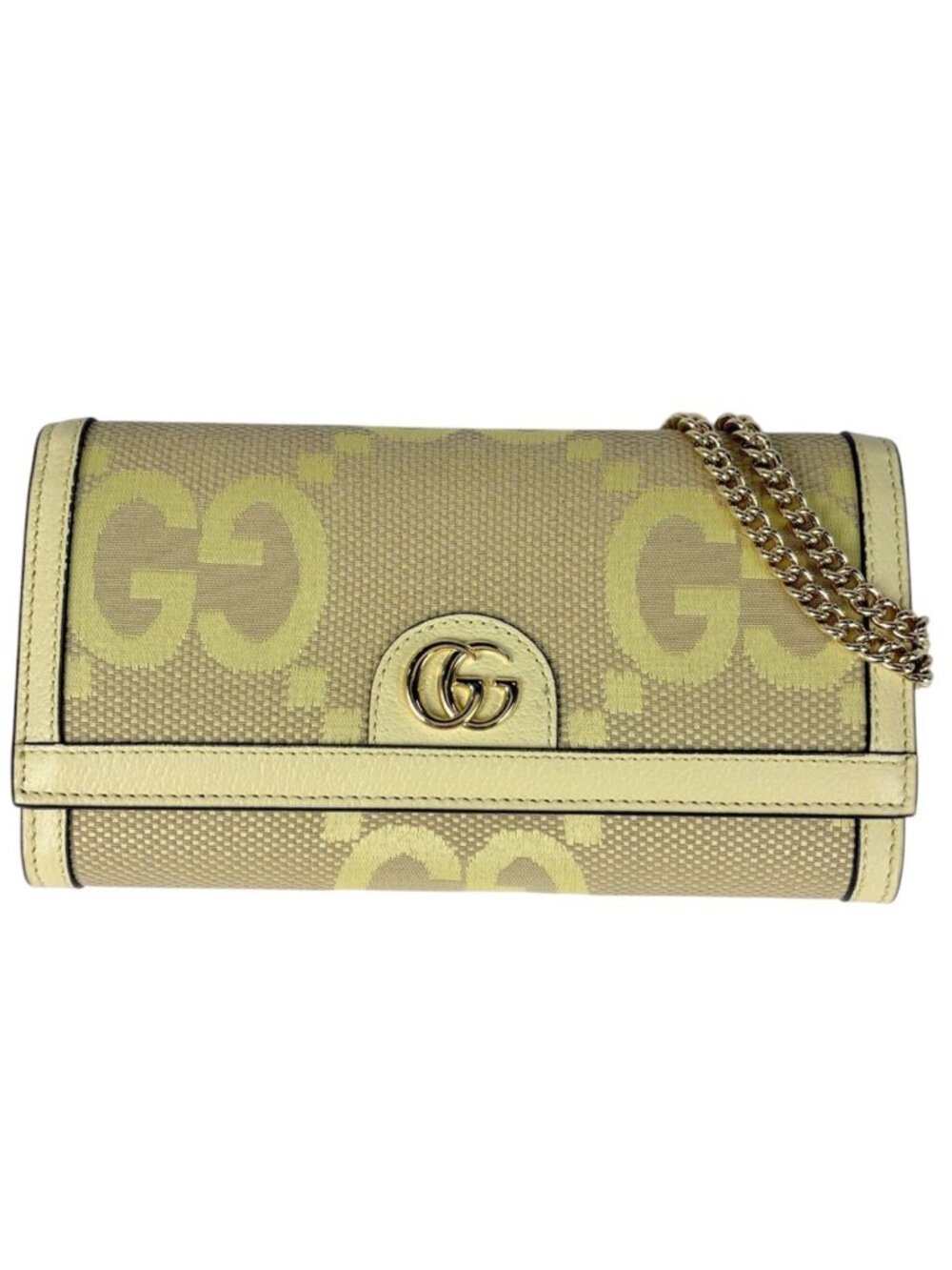 Gucci Chain Wallet Ophidia Jumbo GG Canvas Beige Cream Shoulder Bag